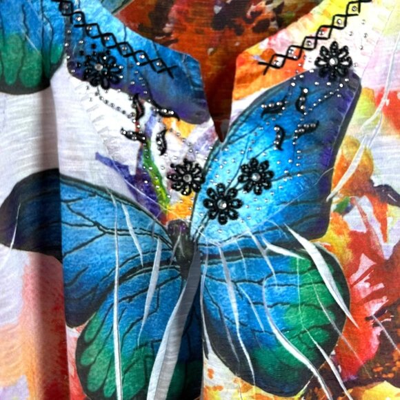 Live & Let Live Butterfly Fairycore Chiffon Top Dreamy Boho Festival Blouse L - Picture 4 of 7